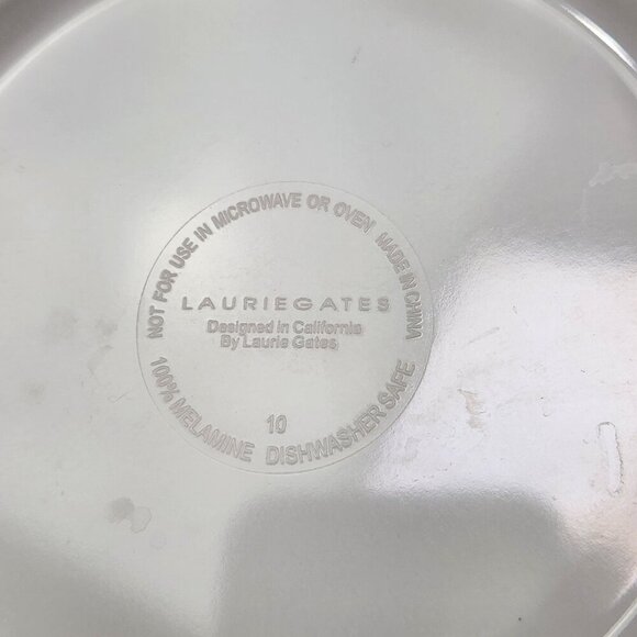 LAURIE GATES Melamine Floral Plates Embossed Orange Green Yellow Teal Set Of 6 - Picture 6 of 7